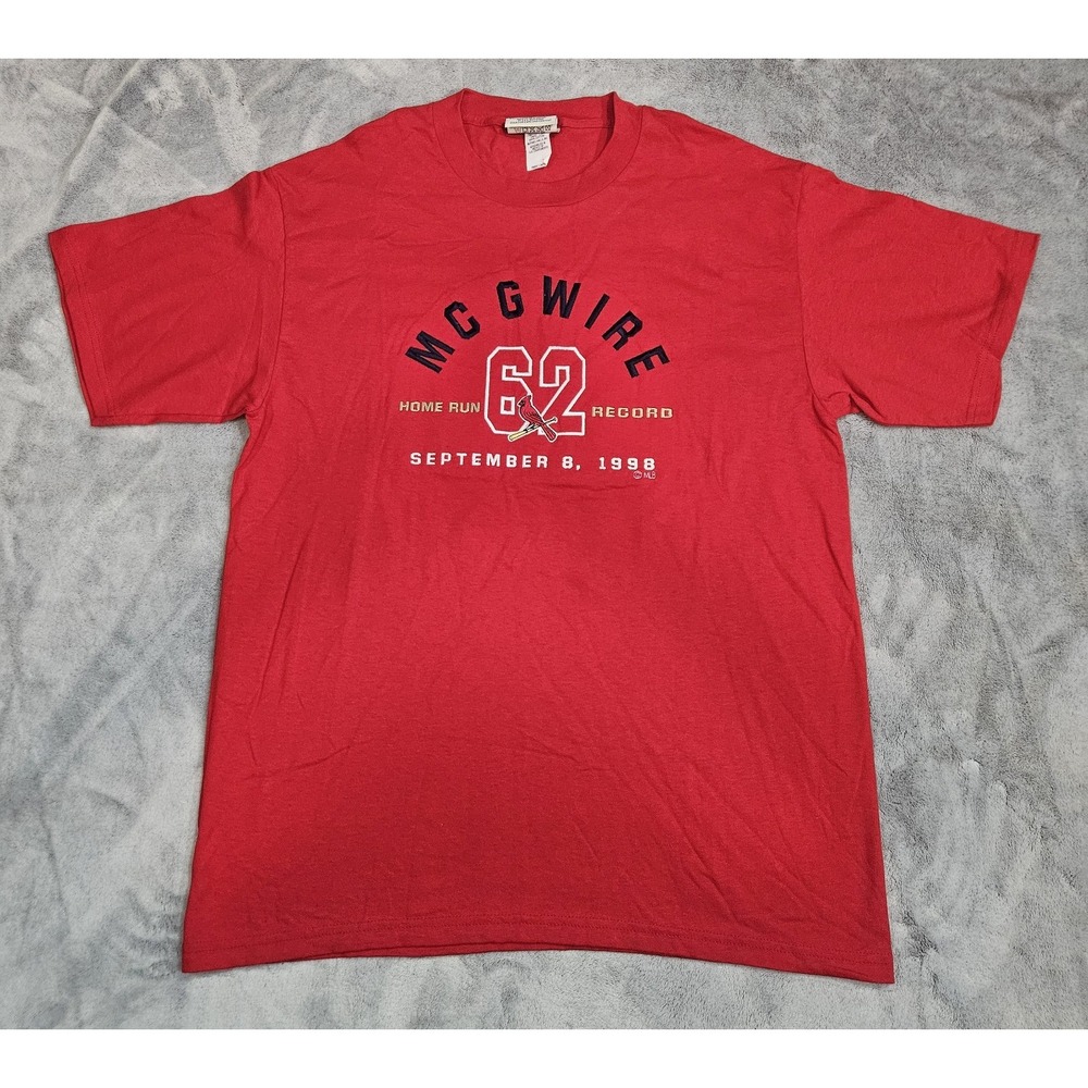 Mark McGwire 62nd Home Run Record T-Shirt 1998 Cardinals Lee Sport Men's Large